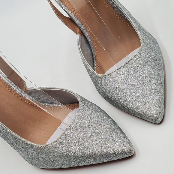 ASOS Silver Glitter Block Heels - NWOT - Picture 4 of 16